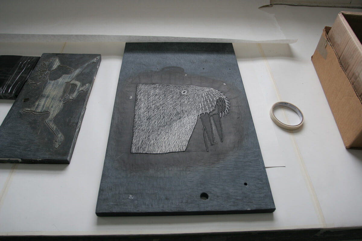 The stone used to print Ningiukulu Teevee’s Deep in Thought