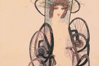 woman with bicycle tires around her body