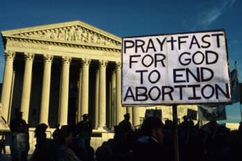 Photograph of anti-abortion protestors at the Supreme Court