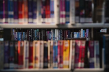 Rows of books on a shelf