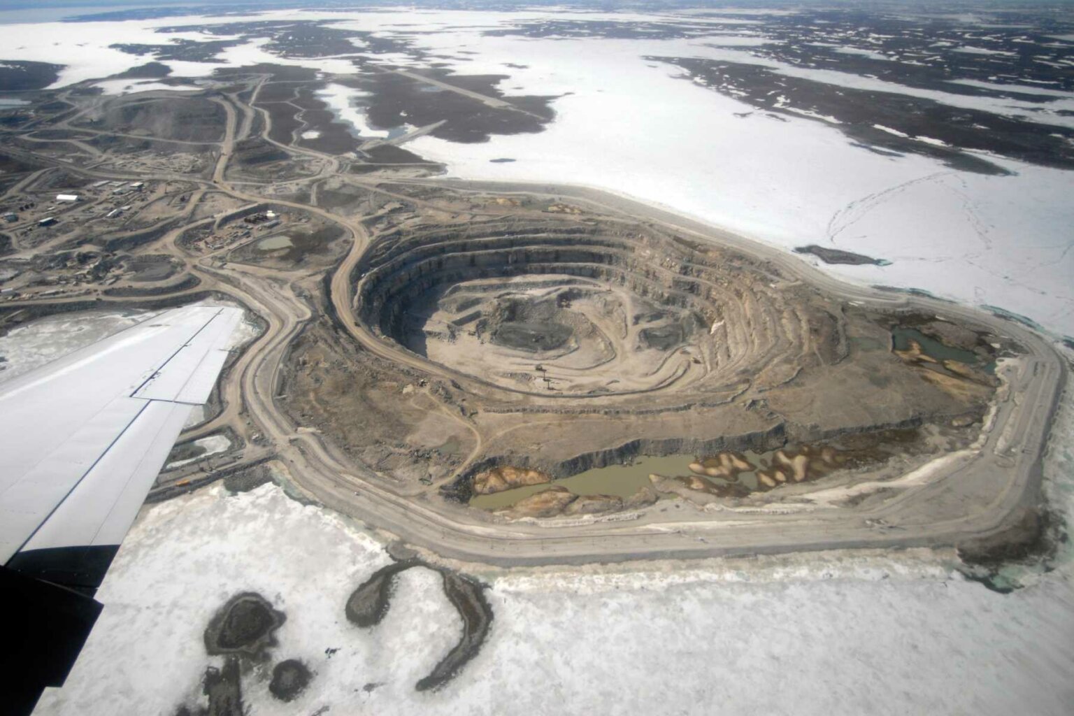 An aerial view of the Diavik Diamond Mine at Lac de Gras, Northwest Territories