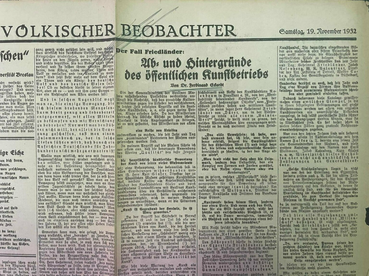 Eckhardt’s copy of his Volkischer Beobachter article, which he admits ...