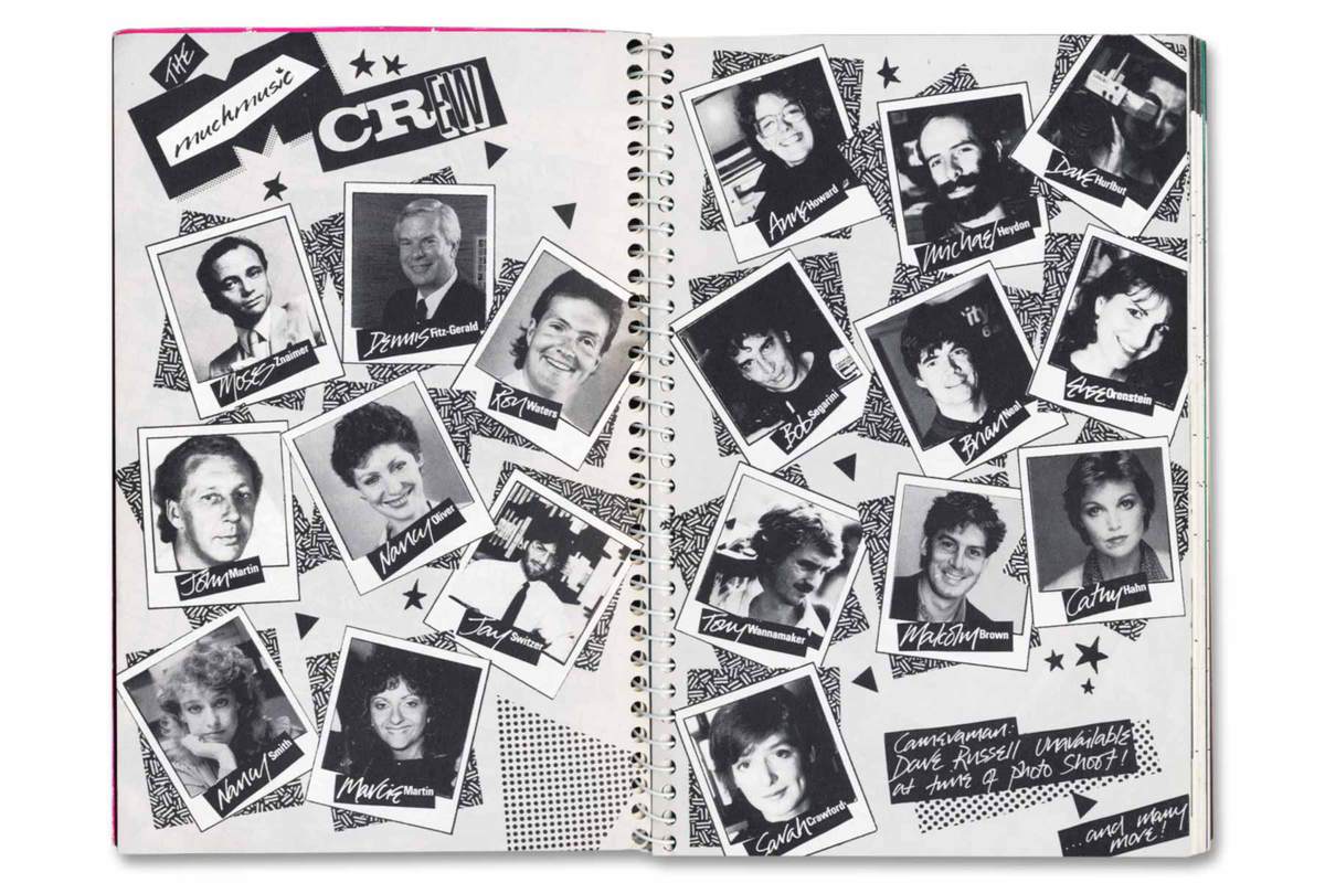 A scan from Much Music’s Rock Handbook published in the '80s with images of cast and crew members.