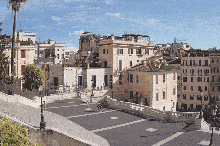 A gif of the Spanish Steps, which shows a scant number of pedestrians in the area.