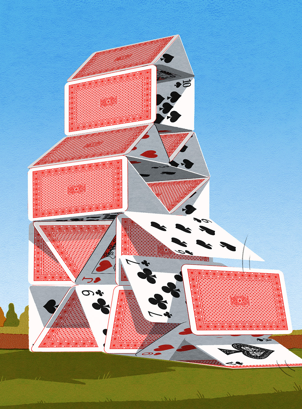 A house of cards falling apart.
