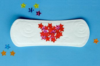 sanitary pad with red stars on it