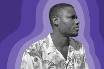 A black-and-white photo of the poet OlajIde Salawu