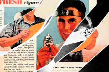 A collage of old cigarette ads