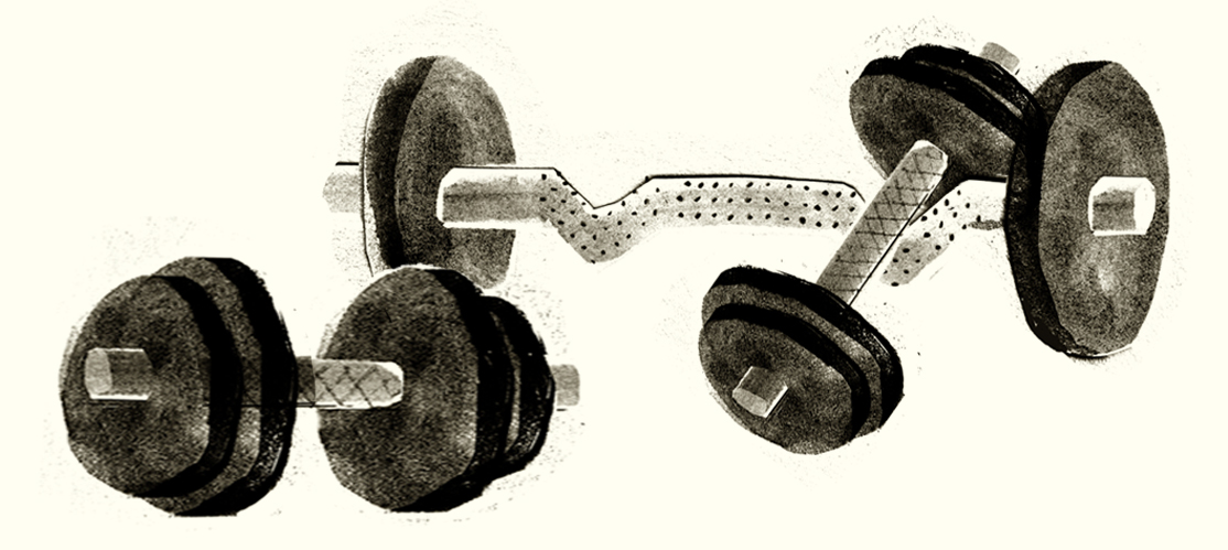 Illustration of a pile of dumbbells