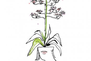Person whose top of head is a flower