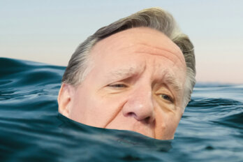 François Legault struggling to keep his head above water.