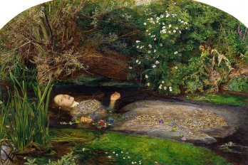 Ophelia drowning in pond, somewhere in denmark