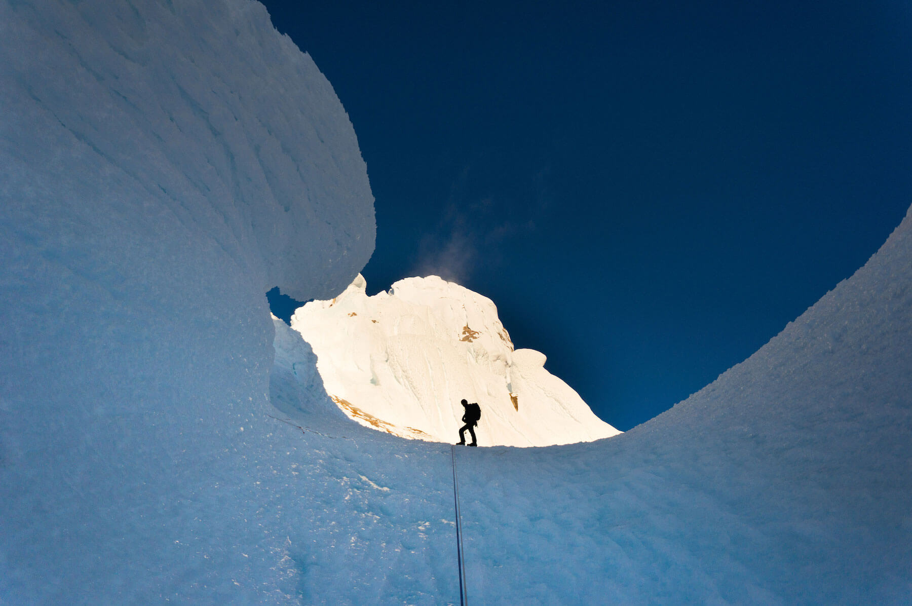 Chris Willie climbing in the Cerro Torre mountain