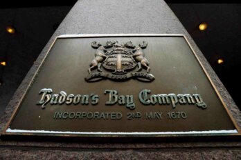 Plaque of the Hudson's Bay Company with its logo, emblem, and the words "Incorporated 2nd May 1670."