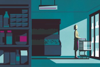 illustration of woman at grocery store