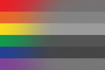 LGBT Flag fading into colourless shades