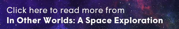 A small text box with a purple celestial background. The text says, "click here to read more from "In Other Worlds: A Space Exploration"