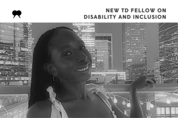 Black and white photograph of 2023 TD Fellow on Disability and Inclusion Khalida