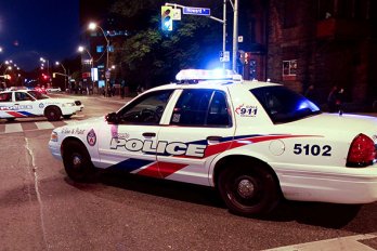 A Toronto Police car in the middle of the road